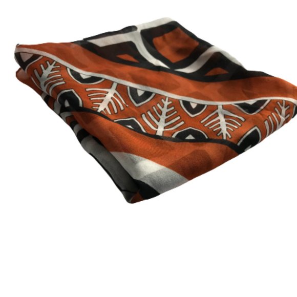 Vintage Burnt Orange Black Sheer Tribal Scarf - Picture 5 of 14